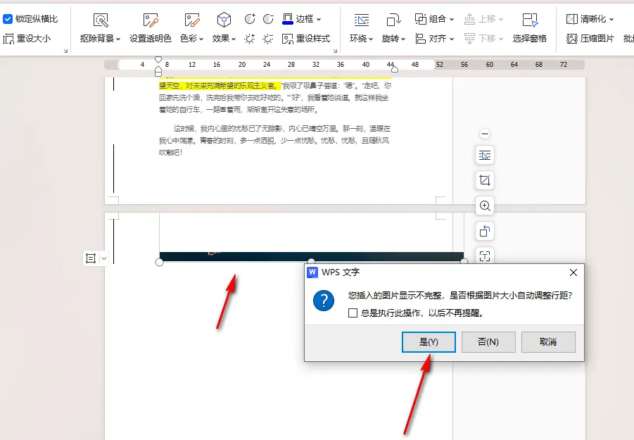 WPS Word 插入的图片显示不完整？