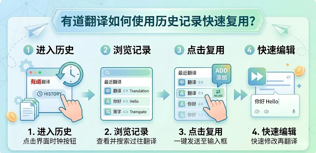 有道翻译如何使用历史记录快速复用?