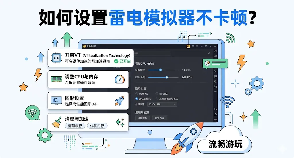 如何设置雷电模拟器不卡顿?