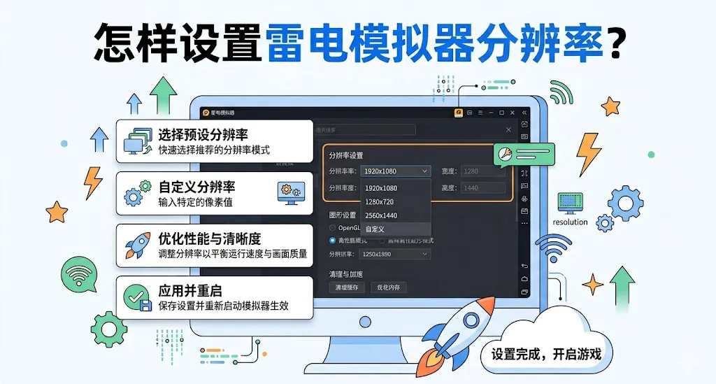 怎样设置雷电模拟器分辨率？