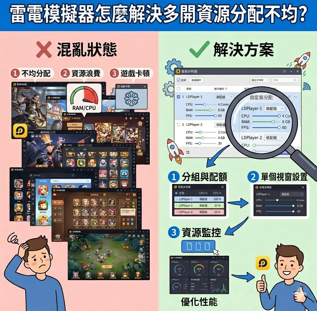 雷電模擬器怎麼解決多開資源分配不均？