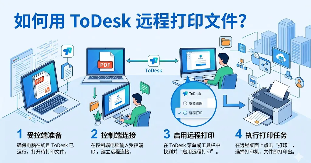 如何用 ToDesk 远程打印文件？