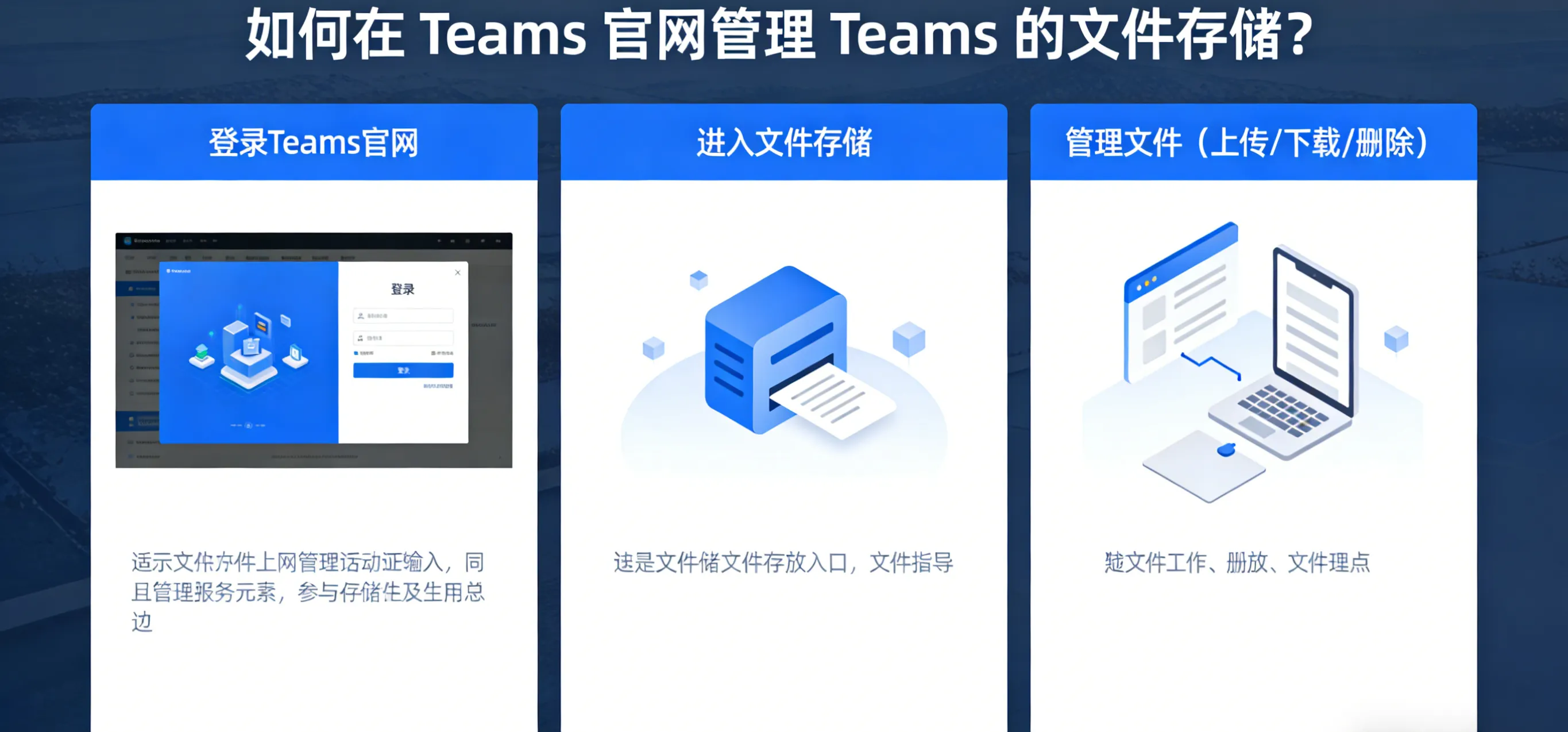 如何在 Teams 官网管理 Teams 的文件存储?