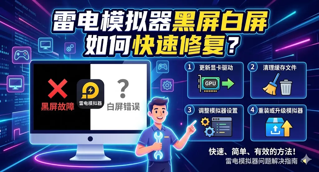 雷电模拟器黑屏白屏如何快速修复?