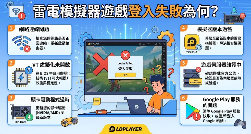 雷電模擬器遊戲登入失敗為何?