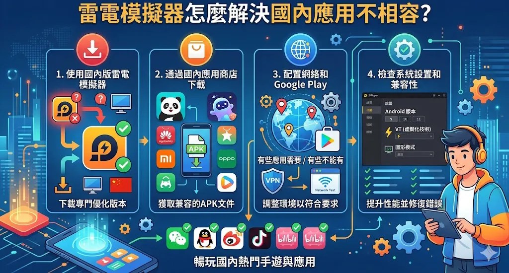 雷電模擬器怎麼解決國內應用不相容?