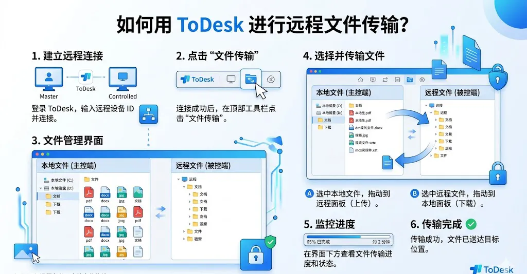 如何用 ToDesk 进行远程文件传输？