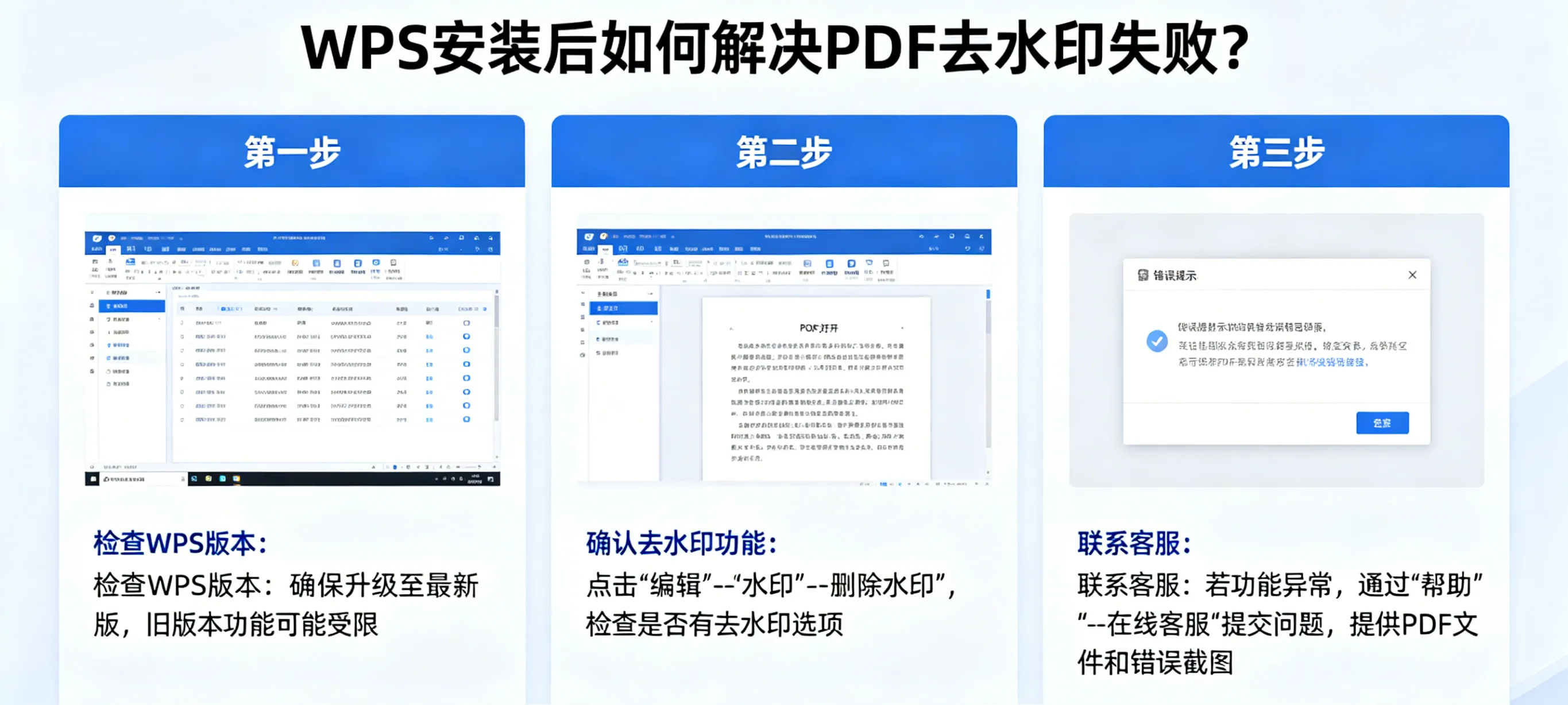   WPS 安装后如何解决 PDF 去水印失败？