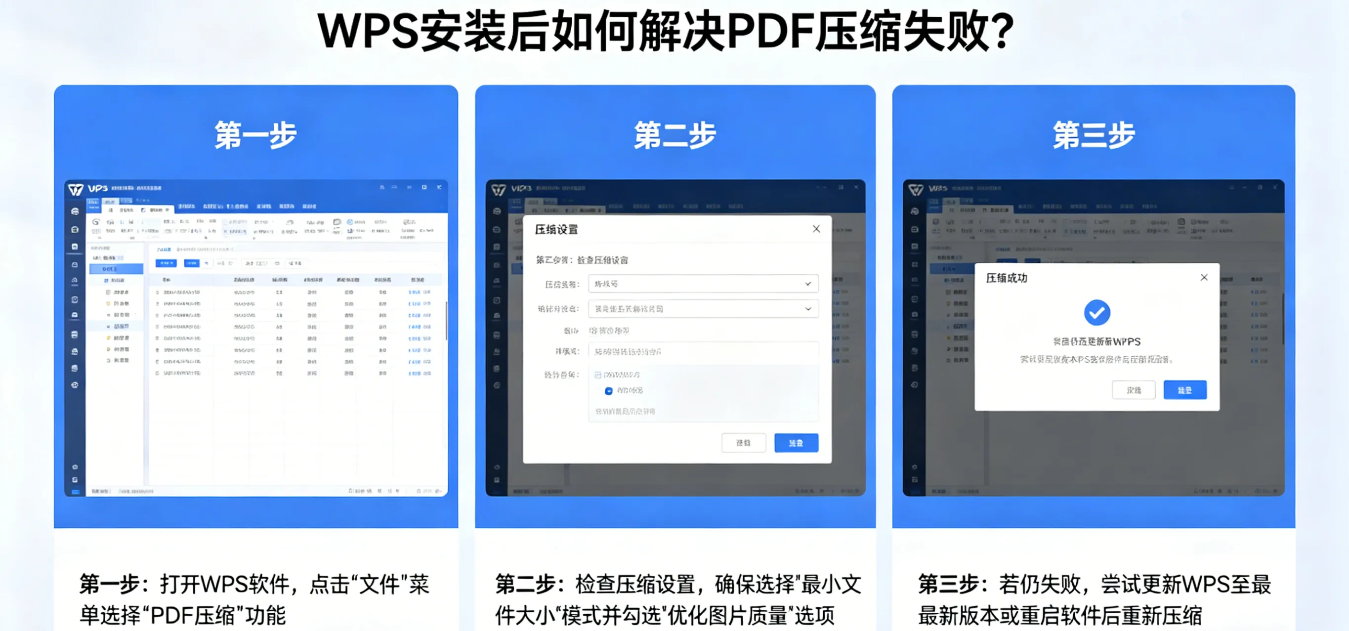 WPS 安装后如何解决 PDF 压缩失败？
