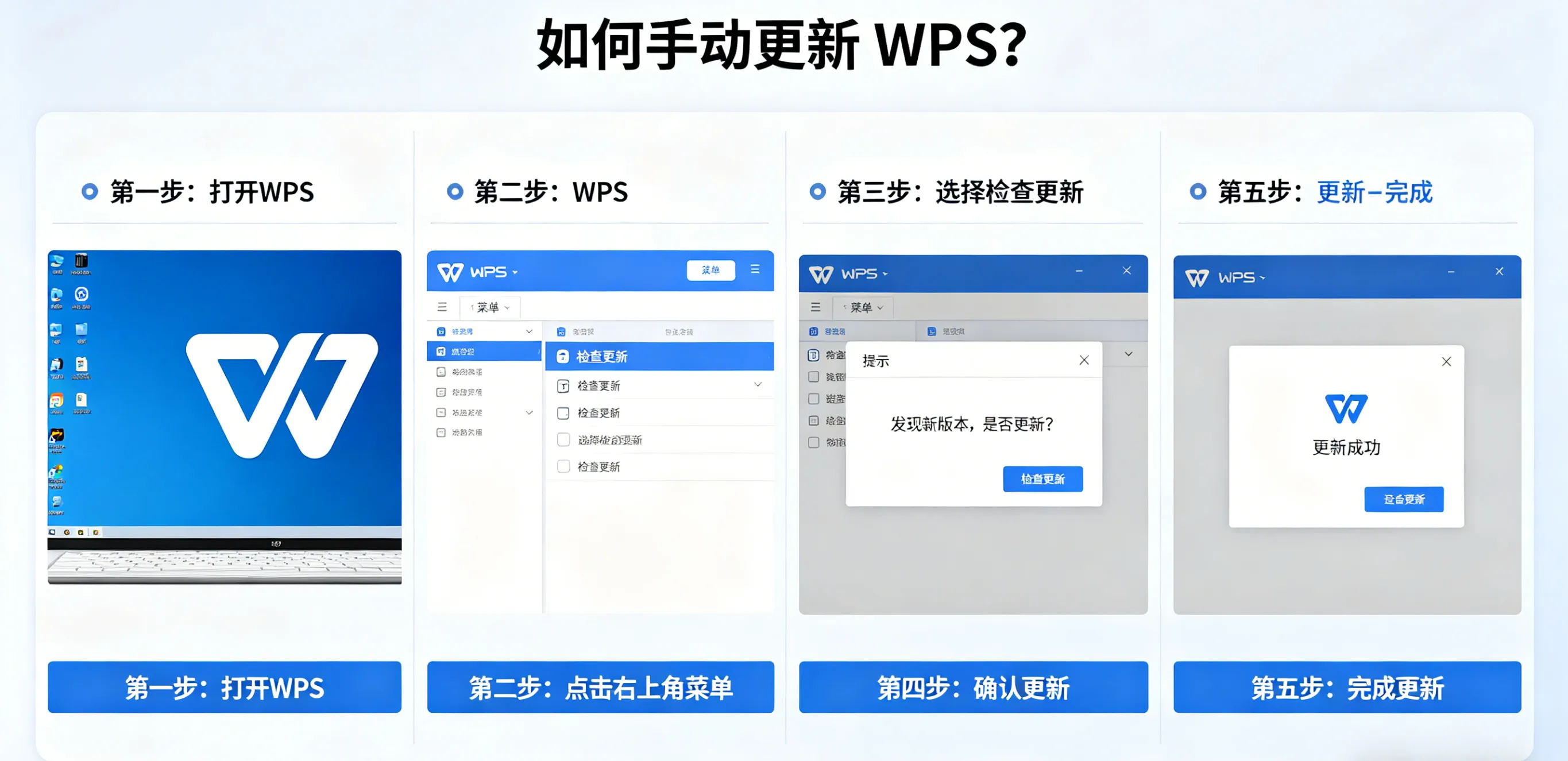 如何手动更新 WPS？