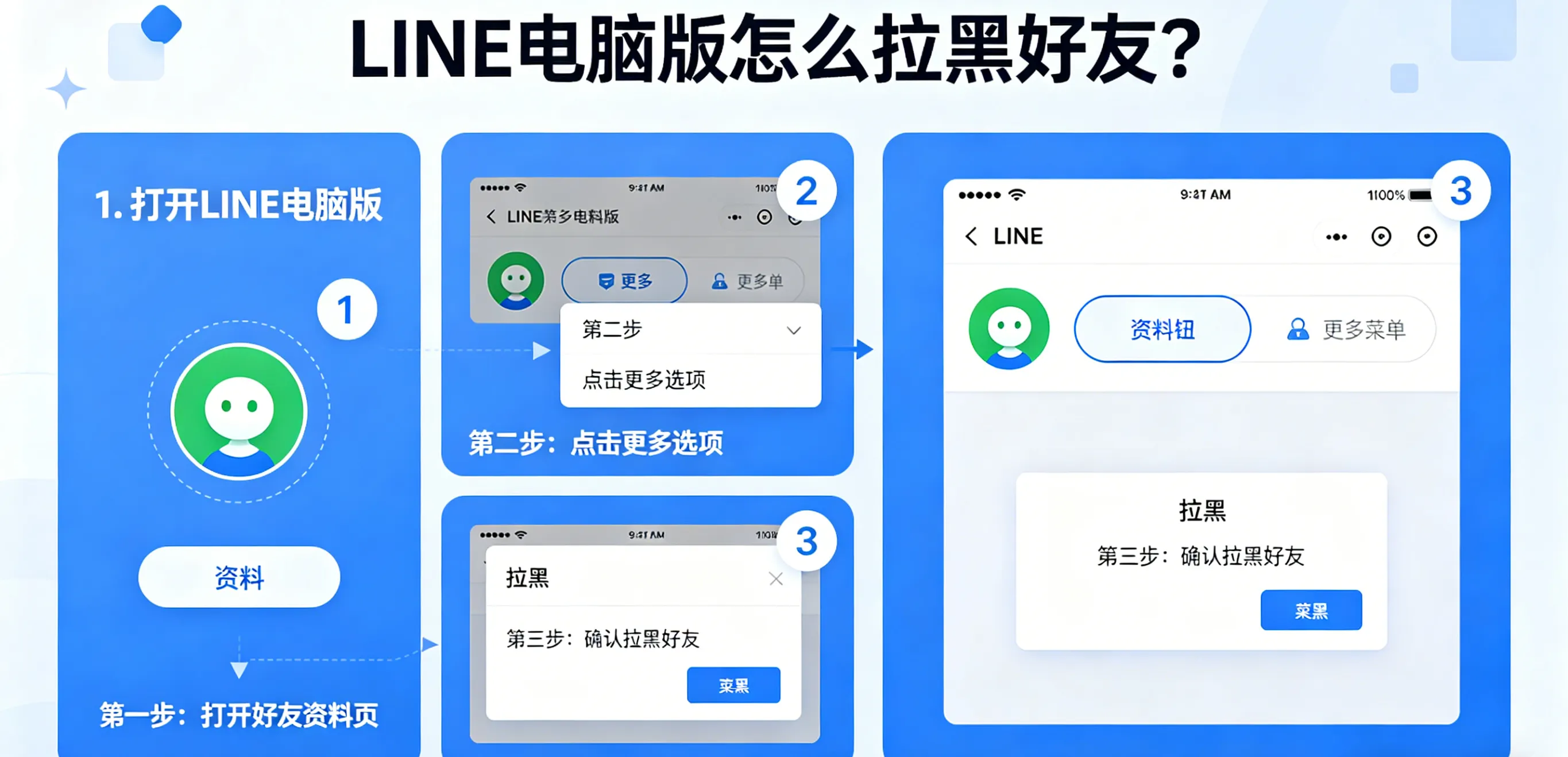 LINE 电脑版怎么拉黑好友？