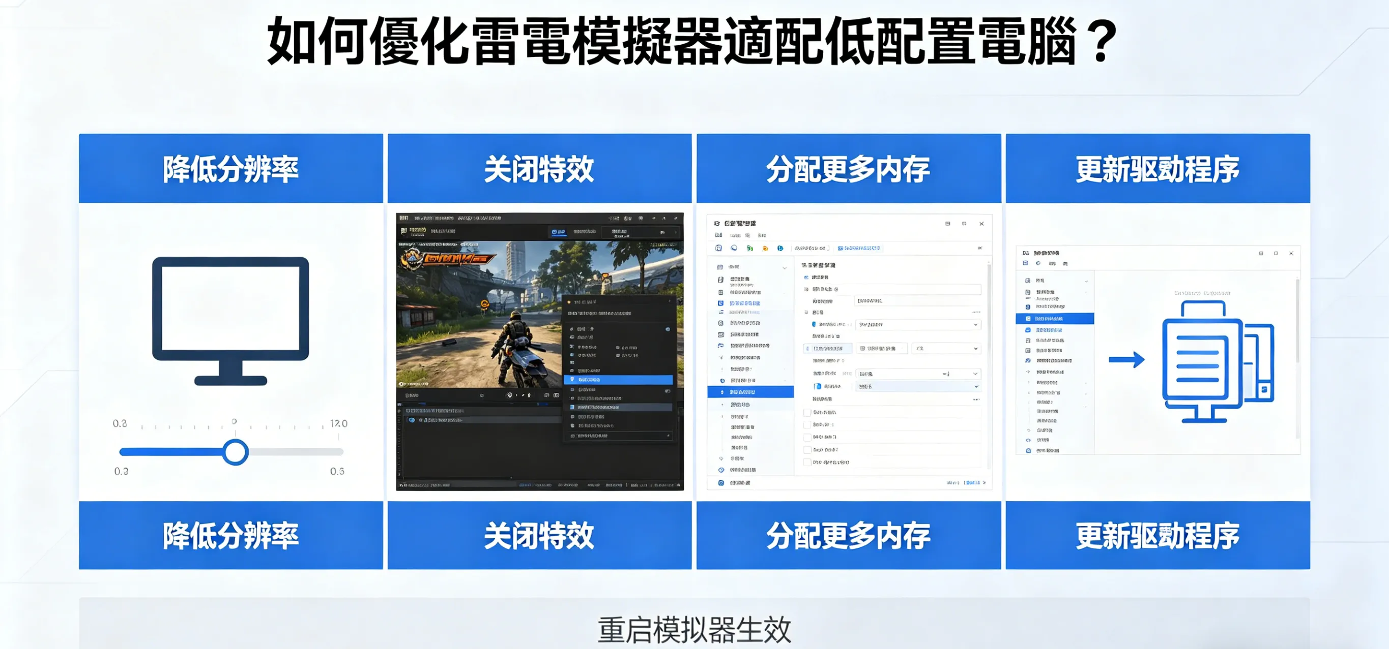 如何優化雷電模擬器適配低配置電腦？