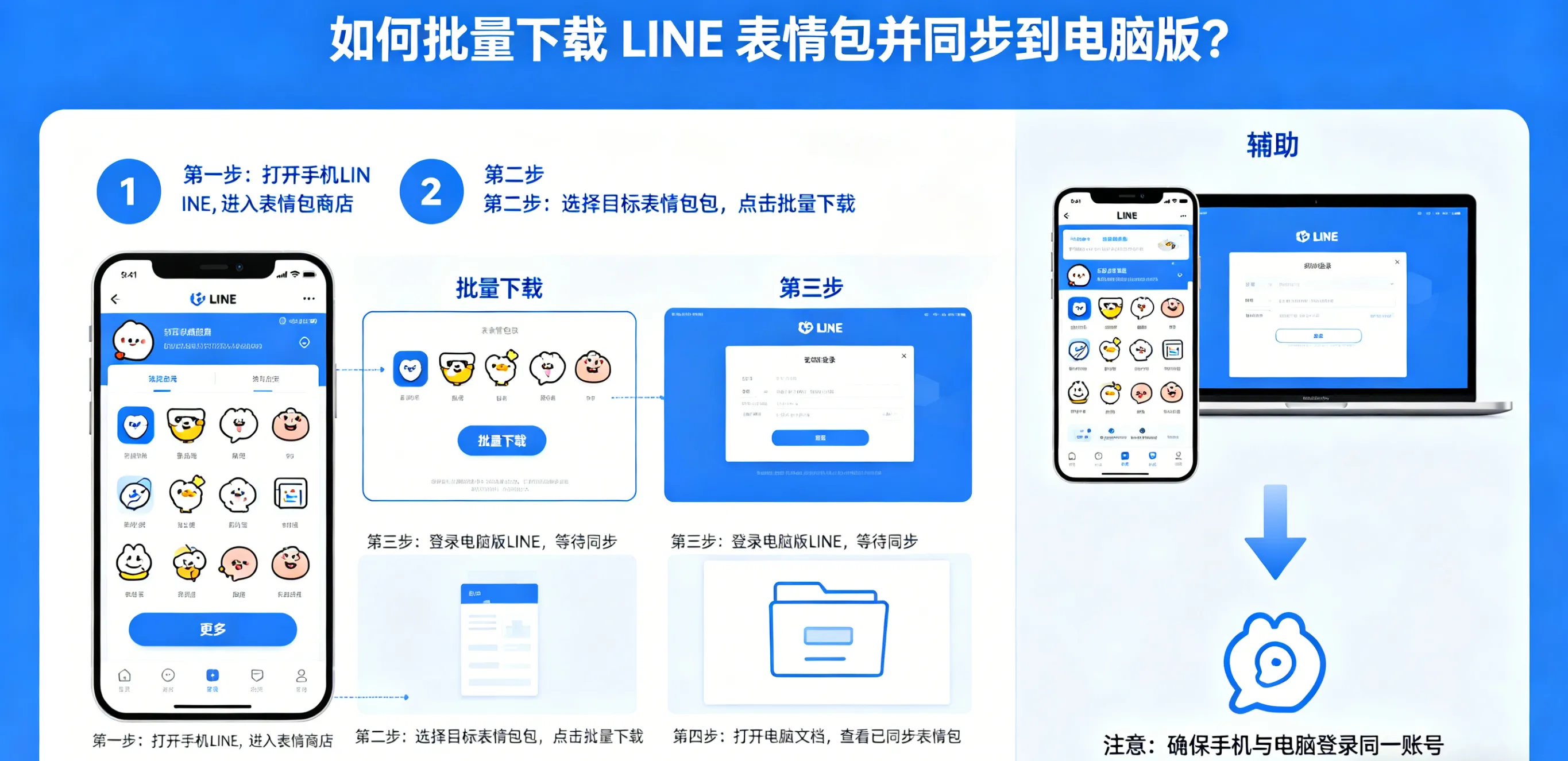 如何批量下载 LINE 表情包并同步到电脑版?
