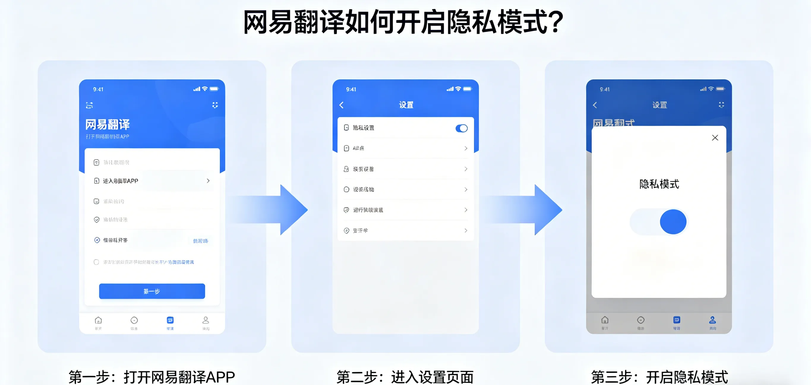 网易翻译如何开启隐私模式？