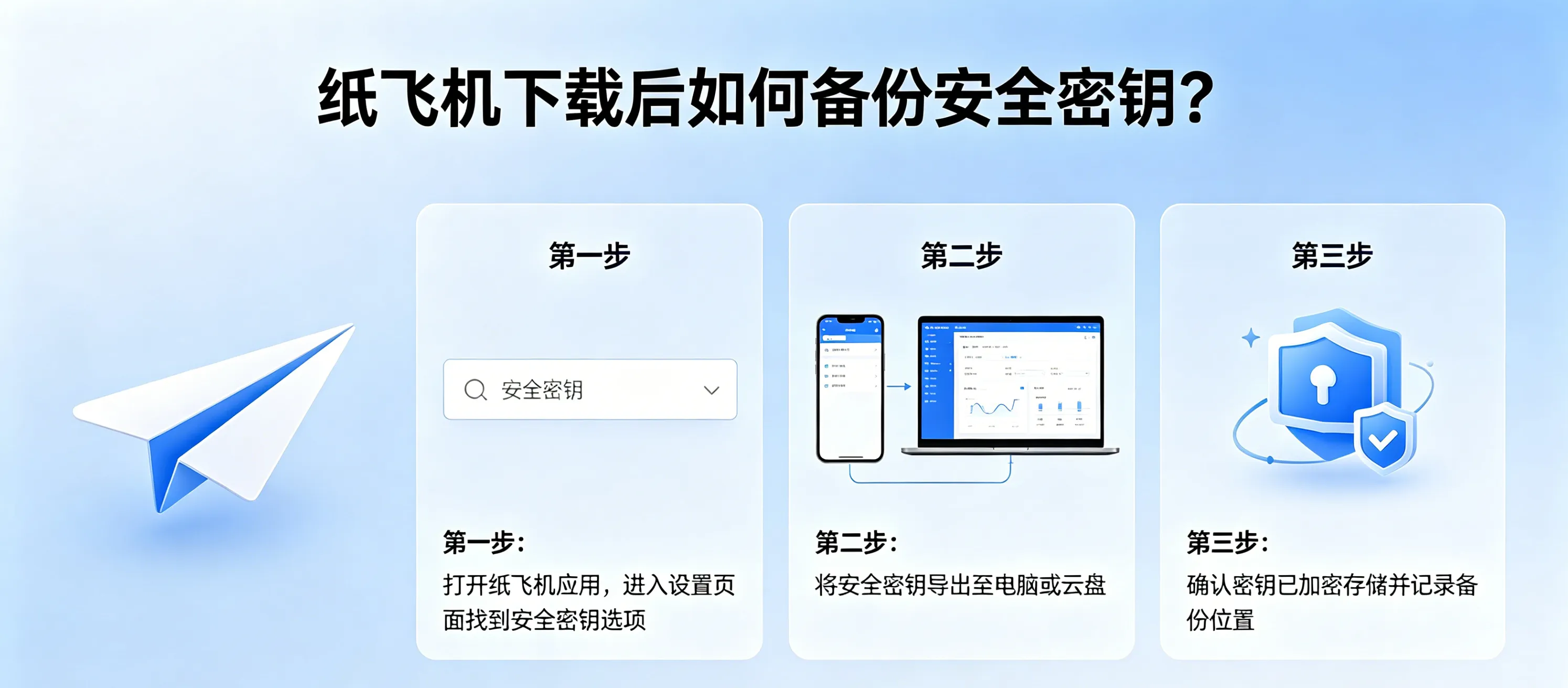 纸飞机下载后如何备份安全密钥?