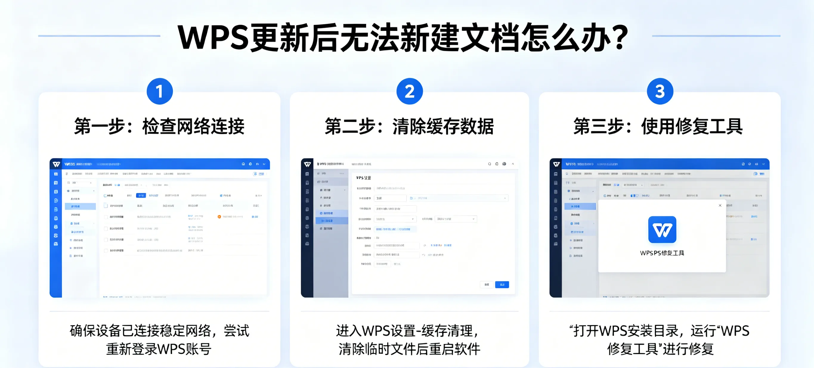 WPS 更新后无法新建文档怎么办？