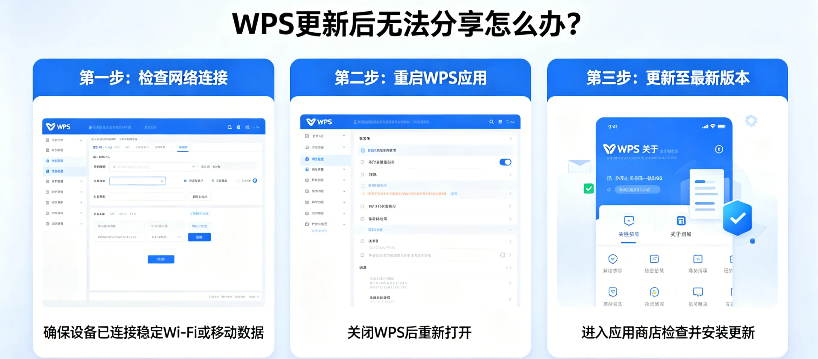 WPS 更新后无法分享怎么办?